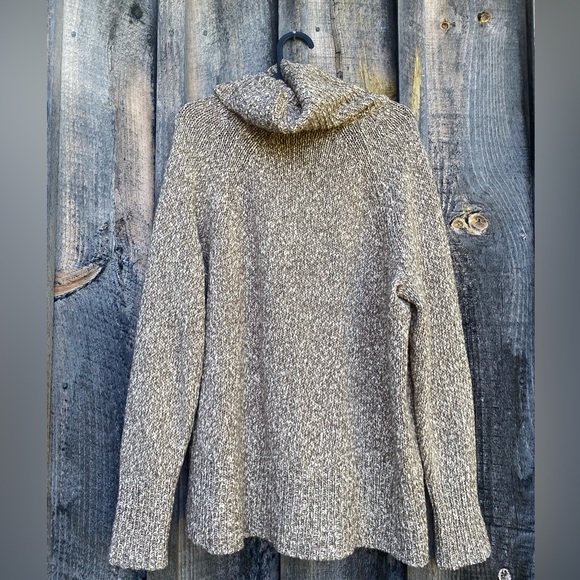 ARITZIA COMMUNITY with wool grey&cream turtleneck chunky knit sweater size small - Picture 5 of 14